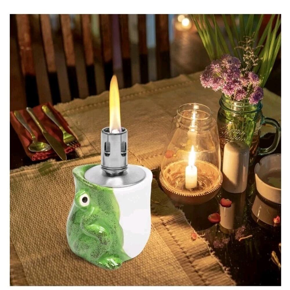 Ceramics Frog Fuel Flame Light Tabletop Torch Lamp Burner New